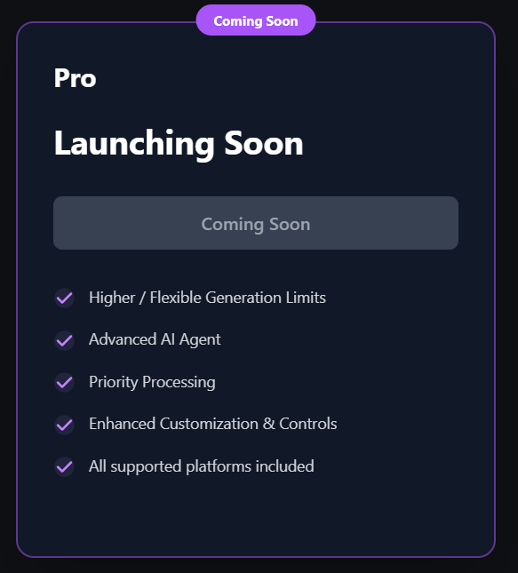 Pro Tier Plan - Coming Soon